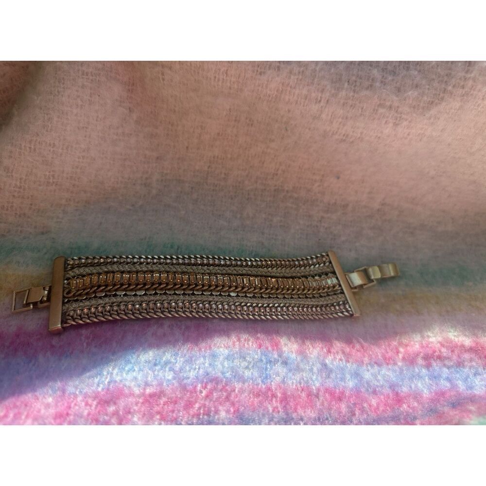 Stella & Dot Phillipa Statement Wide With Layering Gold Tone Bracelet